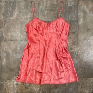 inner most vintage 90s coral pink slip dress with mess trim size large
